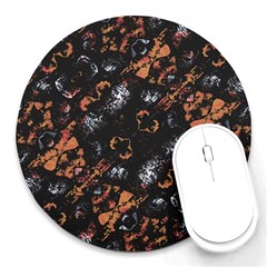 Fractal Vintage Grunge Print Design Round Mousepads by dflcprintsclothing