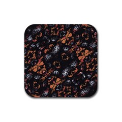 Fractal Vintage Grunge Print Design Rubber Coaster (square)  by dflcprintsclothing