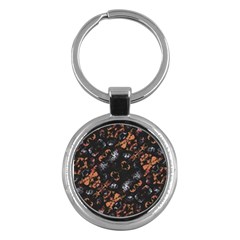 Fractal Vintage Grunge Print Design Key Chains (round) 