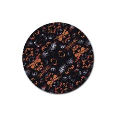 Fractal Vintage Grunge Print Design Rubber Coaster (round) 