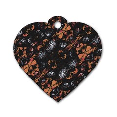 Fractal Vintage Grunge Print Design Dog Tag Heart (one Side) by dflcprintsclothing