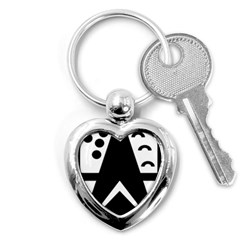 Black And White Geometric Design Key Chains (heart)  by yoursparklingshop