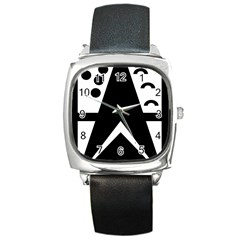 Black And White Geometric Design Square Metal Watch by yoursparklingshop