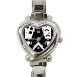 Black And White Geometric Design Heart Italian Charm Watch Front