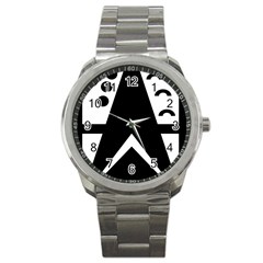 Black And White Geometric Design Sport Metal Watch by yoursparklingshop