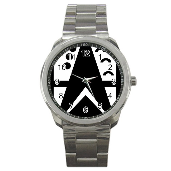 Black And White Geometric Design Sport Metal Watch