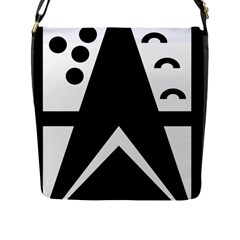 Black And White Geometric Design Flap Closure Messenger Bag (l) by yoursparklingshop