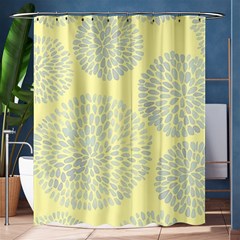 Spring Dahlia Print - Pale Yellow & Light Blue Shower Curtain 60  X 72  (medium)  by WensdaiAmbrose