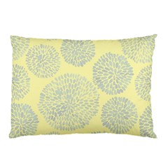 Spring Dahlia Print - Pale Yellow & Light Blue Pillow Case (two Sides) by WensdaiAmbrose