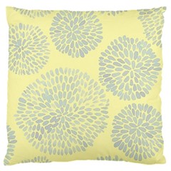 Spring Dahlia Print - Pale Yellow & Light Blue Large Flano Cushion Case (two Sides) by WensdaiAmbrose