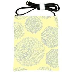 Spring Dahlia Print - Pale Yellow & Light Blue Shoulder Sling Bag by WensdaiAmbrose