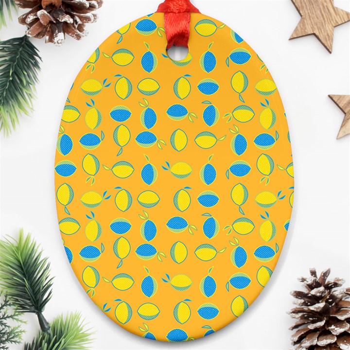 Lemons Ongoing Pattern Texture Ornament (Oval)