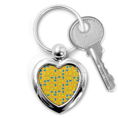 Lemons Ongoing Pattern Texture Key Chains (heart)  by Mariart