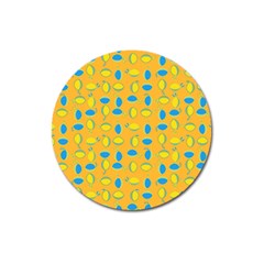 Lemons Ongoing Pattern Texture Magnet 3  (round) by Mariart