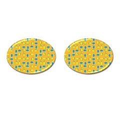 Lemons Ongoing Pattern Texture Cufflinks (oval) by Mariart