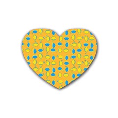 Lemons Ongoing Pattern Texture Rubber Coaster (heart)  by Mariart