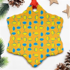 Lemons Ongoing Pattern Texture Snowflake Ornament (two Sides) by Mariart