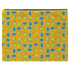 Lemons Ongoing Pattern Texture Cosmetic Bag (xxxl) by Mariart