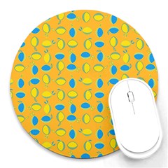 Lemons Ongoing Pattern Texture Round Mousepads by Mariart