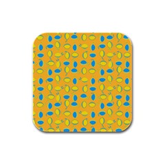 Lemons Ongoing Pattern Texture Rubber Square Coaster (4 Pack)  by Mariart