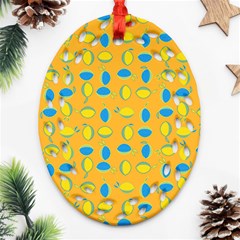 Lemons Ongoing Pattern Texture Oval Filigree Ornament (two Sides) by Mariart