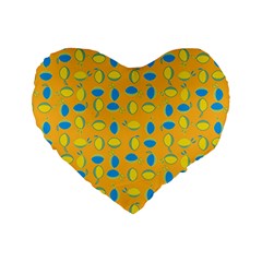 Lemons Ongoing Pattern Texture Standard 16  Premium Heart Shape Cushions by Mariart