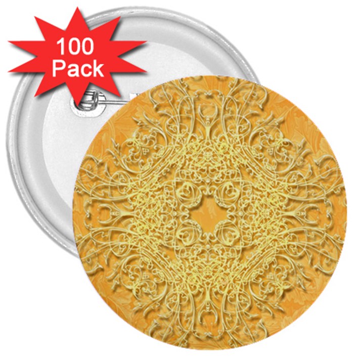 Elegant Decorative Floral Design 3  Buttons (100 pack) 