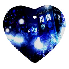 Tardis Background Space Ornament (heart) by Sudhe