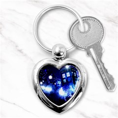 Tardis Background Space Key Chains (heart)  by Sudhe