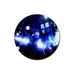 Tardis Background Space Rubber Round Coaster (4 Pack)  by Sudhe