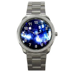 Tardis Background Space Sport Metal Watch by Sudhe