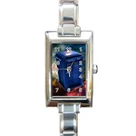 The Police Box Tardis Time Travel Device Used Doctor Who Rectangle Italian Charm Watch Front