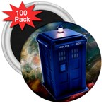 The Police Box Tardis Time Travel Device Used Doctor Who 3  Magnets (100 pack) Front