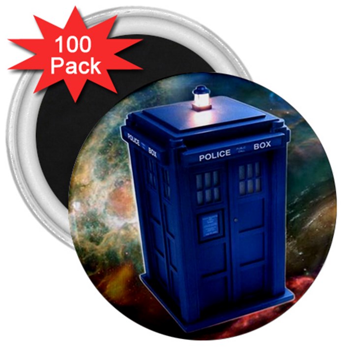 The Police Box Tardis Time Travel Device Used Doctor Who 3  Magnets (100 pack)