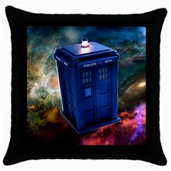 The Police Box Tardis Time Travel Device Used Doctor Who Throw Pillow Case (black) by Sudhe