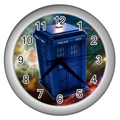 The Police Box Tardis Time Travel Device Used Doctor Who Wall Clock (silver) by Sudhe