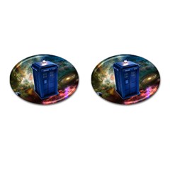 The Police Box Tardis Time Travel Device Used Doctor Who Cufflinks (oval) by Sudhe