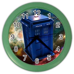 The Police Box Tardis Time Travel Device Used Doctor Who Color Wall Clock by Sudhe