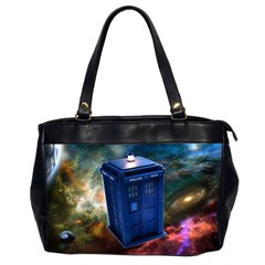 The Police Box Tardis Time Travel Device Used Doctor Who Oversize Office Handbag (2 Sides) by Sudhe