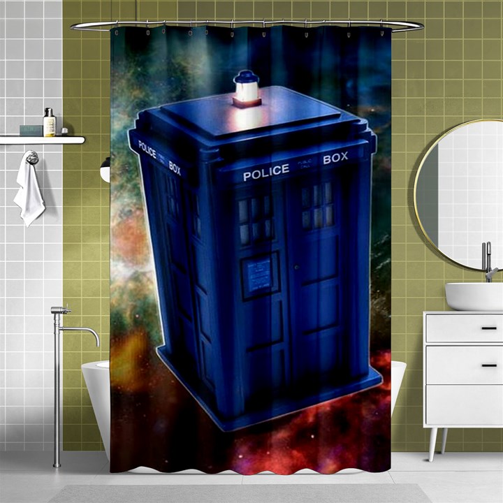 The Police Box Tardis Time Travel Device Used Doctor Who Shower Curtain 48  x 72  (Small) 