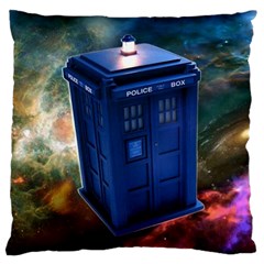 The Police Box Tardis Time Travel Device Used Doctor Who Large Flano Cushion Case (one Side) by Sudhe