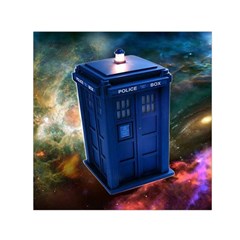 The Police Box Tardis Time Travel Device Used Doctor Who Small Satin Scarf (square) by Sudhe