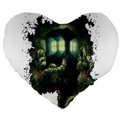 Time Machine Doctor Who Large 19  Premium Flano Heart Shape Cushions by Sudhe