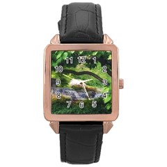 Chicago Garden of the Phoenix Rose Gold Leather Watch 