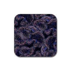 Glowing Coral Pattern Rubber Coaster (square)  by LoolyElzayat