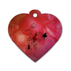 Decorative Clef With Piano And Guitar Dog Tag Heart (one Side) by FantasyWorld7