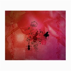 Decorative Clef With Piano And Guitar Small Glasses Cloth (2-side) by FantasyWorld7