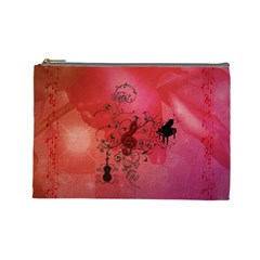 Decorative Clef With Piano And Guitar Cosmetic Bag (large) by FantasyWorld7