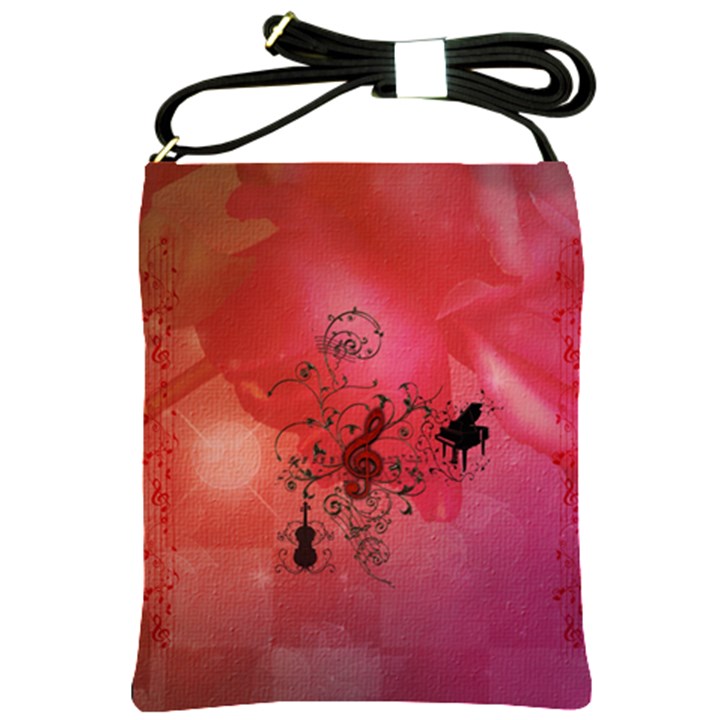 Decorative Clef With Piano And Guitar Shoulder Sling Bag