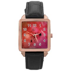 Decorative Clef With Piano And Guitar Rose Gold Leather Watch  by FantasyWorld7